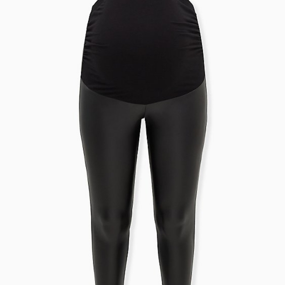 Torrid Maternity Faux Leather Black Leggings - Picture 3 of 10